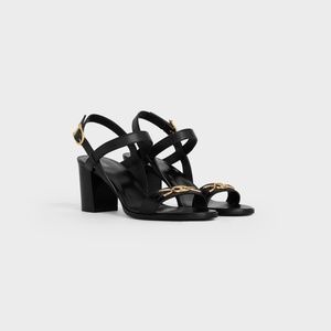 Celine Block heels Sandals with Large gold CELINE MAILLON TRIOMPHE SIGNATURE